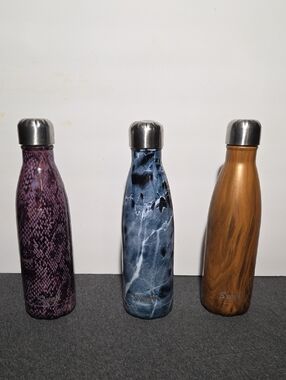 S'well Trio: Blue Marble, Purple Snake Skin & Woodgrain Insulated Bottles